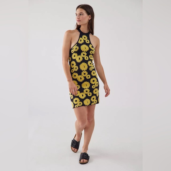 NWT! Urban Outfitters Charlie Sunflower Knit Mini Dress - Picture 2 of 12
